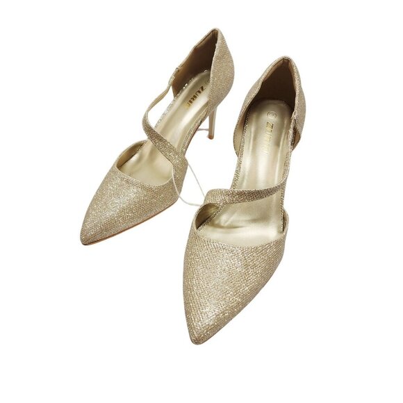 Zurin Glittery Pointed-Toe Heels Size 9.5 Champagne Sparkling Stilettos  Women - Picture 12 of 12